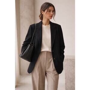 Vtg Hunt Hunt Club Preppy Academia 100% Wool Black Blazer Jacket 14